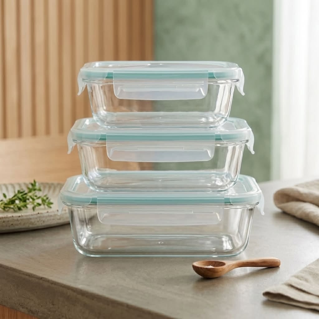 3 Pcs Oven Proof Glass Food Container Set