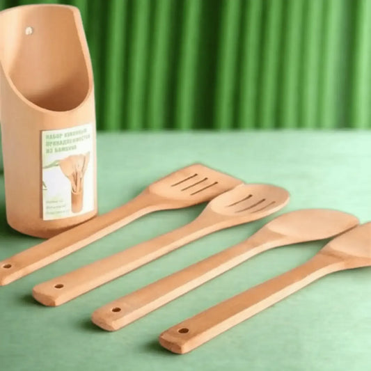 5PCS Bamboo Cooking Tool Set - Priyolife