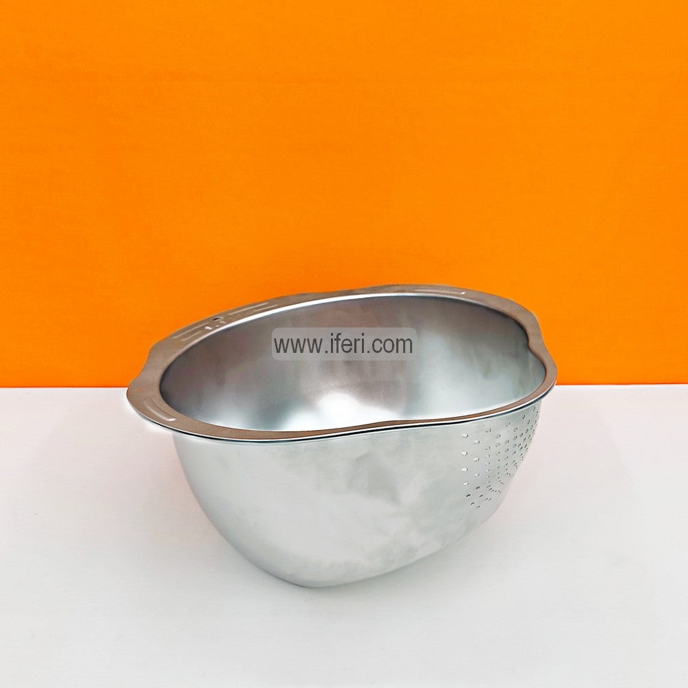 10.5 Inch Vegetable, Fruit Strainer Bowl, Washing Bowl, Stainless Steel Rinsing Bowl with Side Drainers TG10674