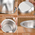 10.5 Inch Vegetable, Fruit Strainer Bowl, Washing Bowl, Stainless Steel Rinsing Bowl with Side Drainers