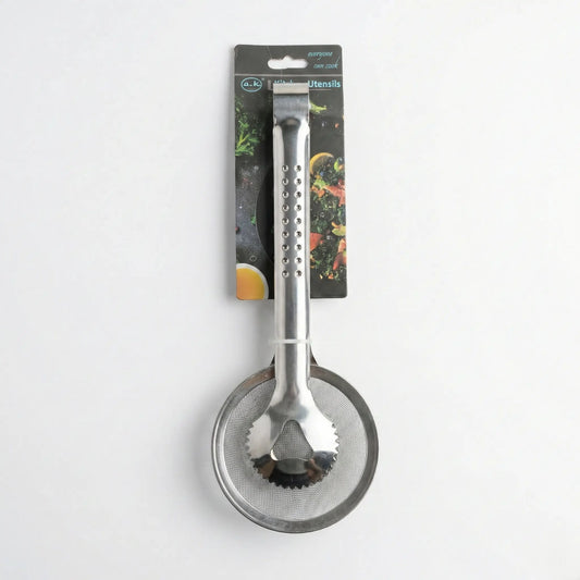 Stainless Steel Frying Tongs with Strainer