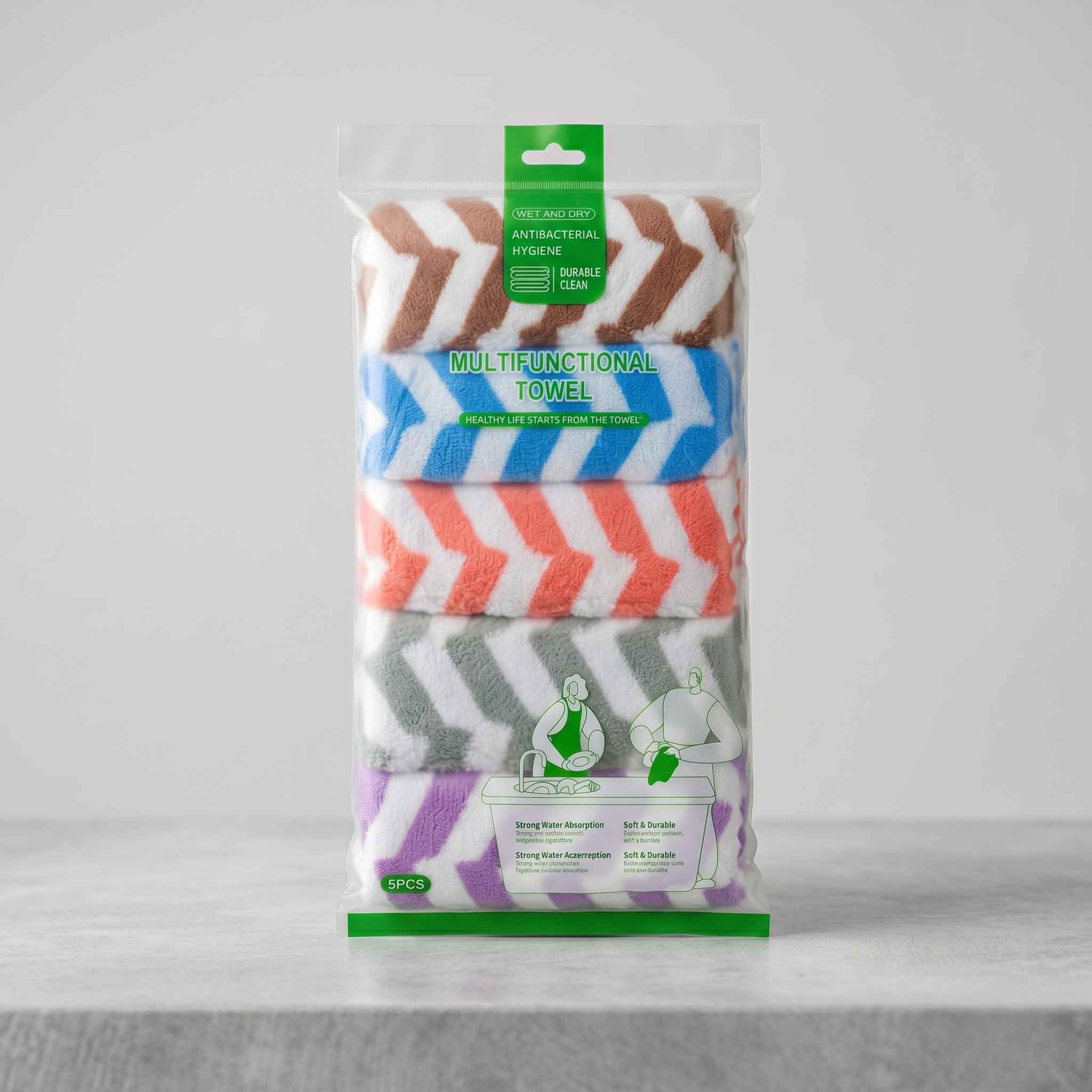 5-Pack Ultra-Absorbent Chevron Kitchen Towels