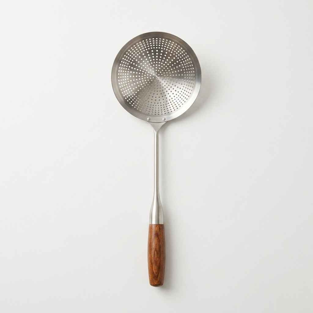 Stainless Steel Skimmer Ladle with Wooden Handle