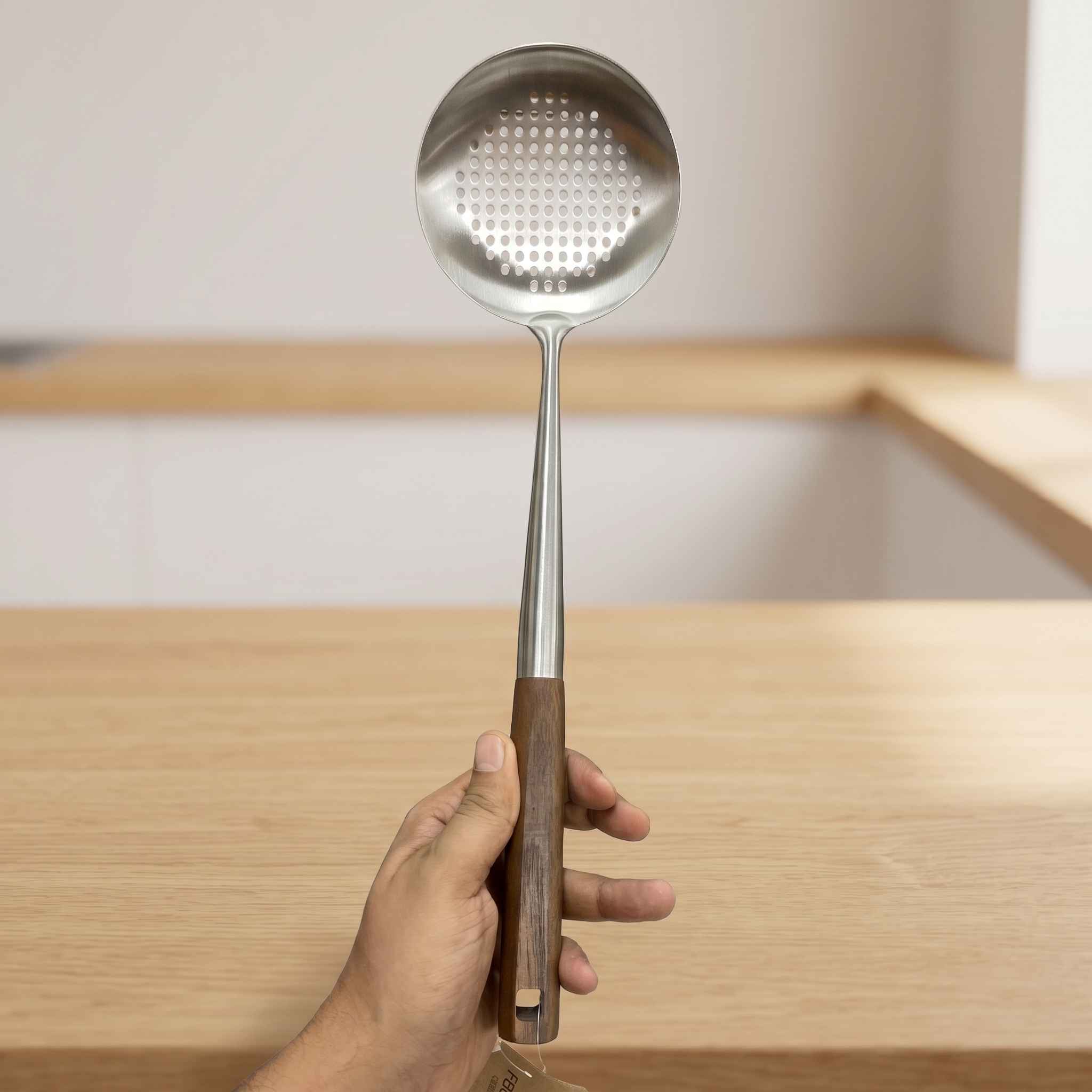 Stainless Steel Skimmer Spoon with Wooden Handle