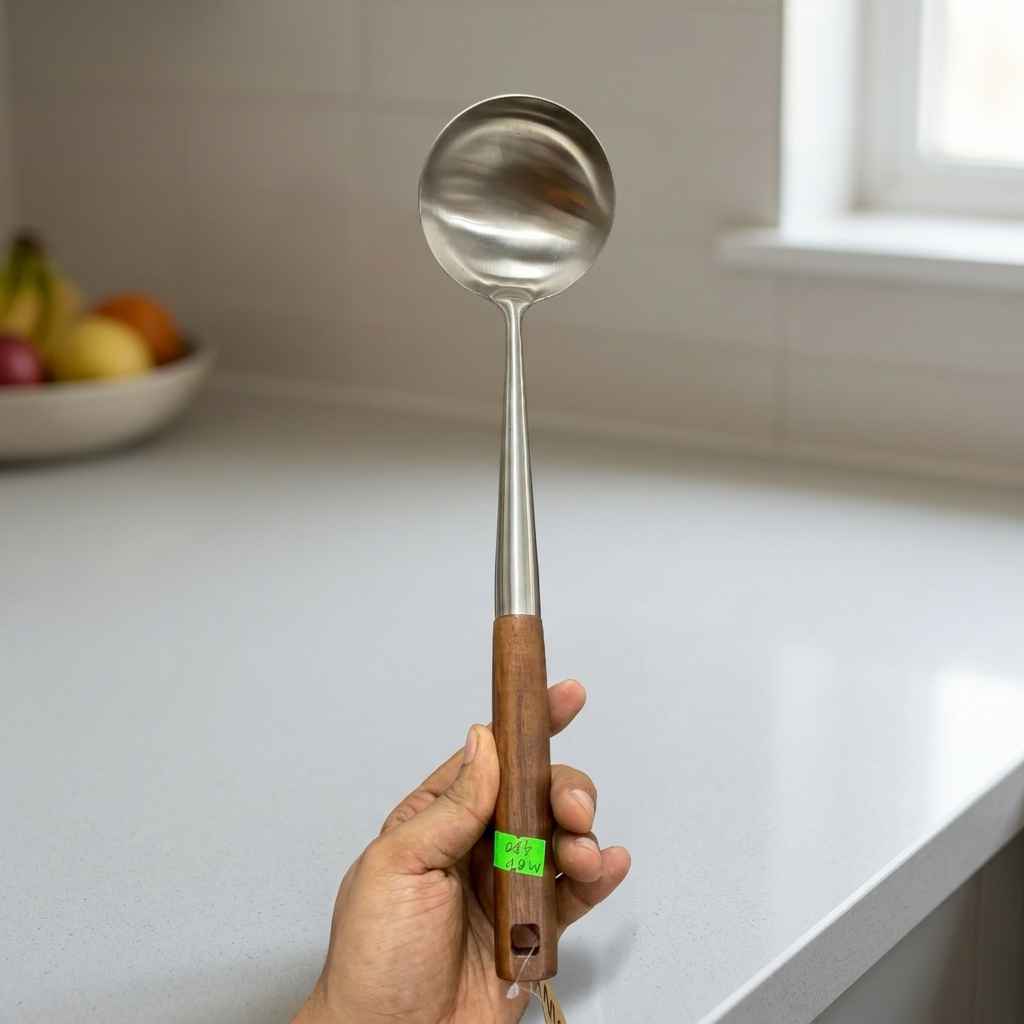 Stainless Steel Soup Ladle with Wooden Handle
